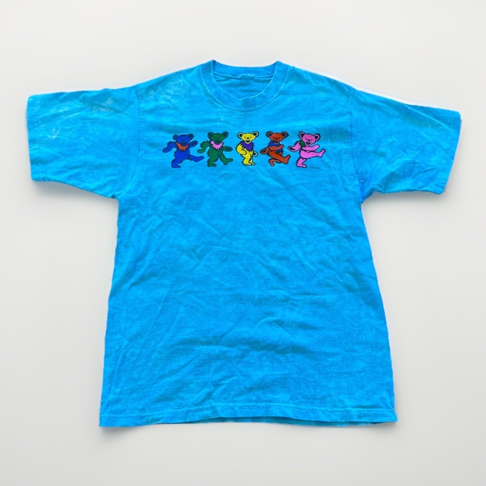 Vintage Grateful Dead Shirt Mens M Liquid Blue Dancing Bears‎ 90s Blue Band Tee